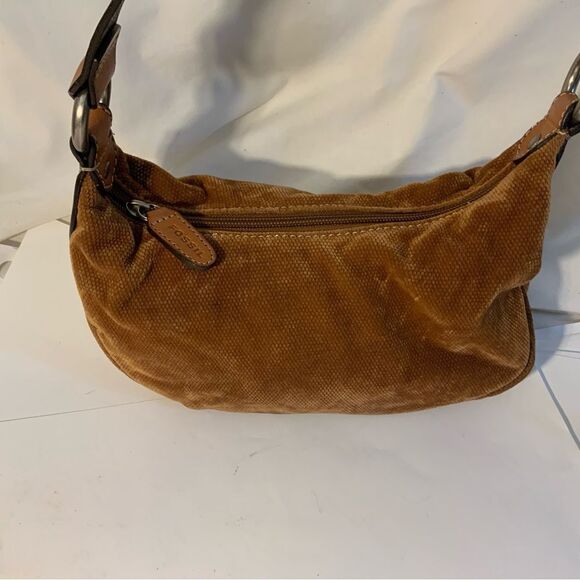 Fossil Brown Brushed Corduroy Velvet  Handbag Leather University of AL Strap - Picture 2 of 12